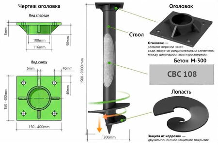 Винтовые сваи 108 мм в Зеленограде